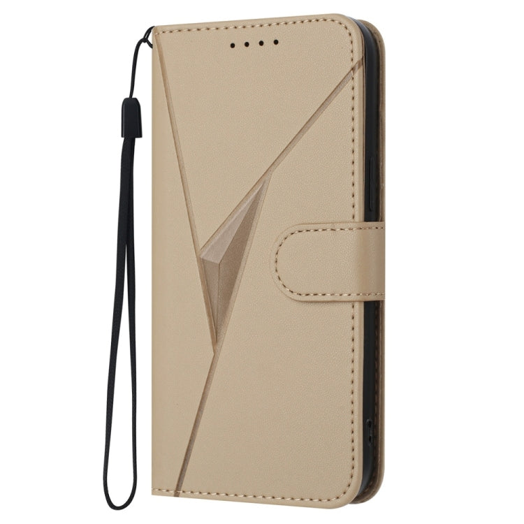 Funda de Cuero con Cierre de Hebilla y Diseño Triangular para Huawei Maimang A20 (Dorada)