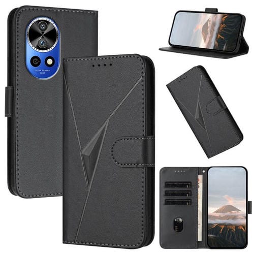 Funda de Cuero con Cierre de Hebilla y Diseño Triangular para Huawei Nova 12 Pro/Nova 12 Ultra (Negro)