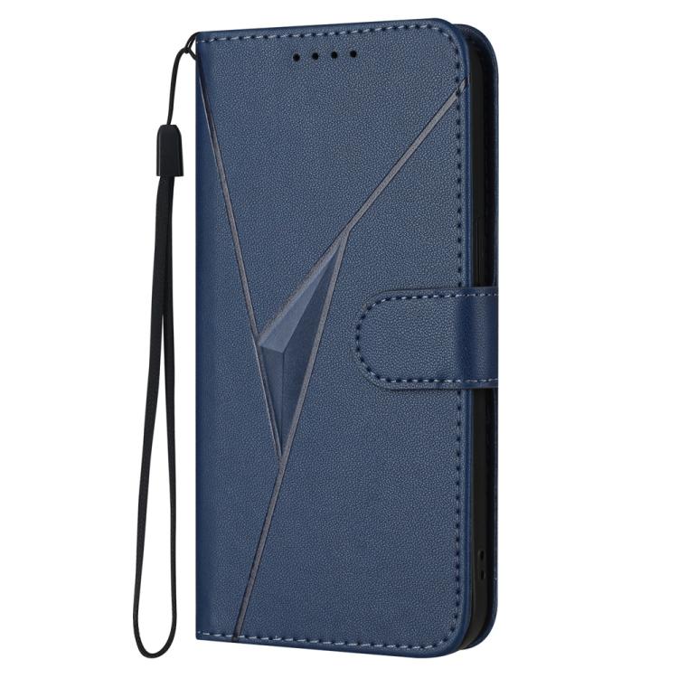 Funda de Cuero para Huawei P50 con Cierre de Hebilla y Diseño Triangular (Azul Real)