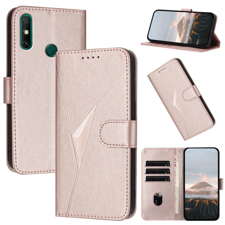 Funda de Cuero con Cierre de Hebilla y Diseño Triangular para Huawei Enjoy 20E (Oro Rosa)