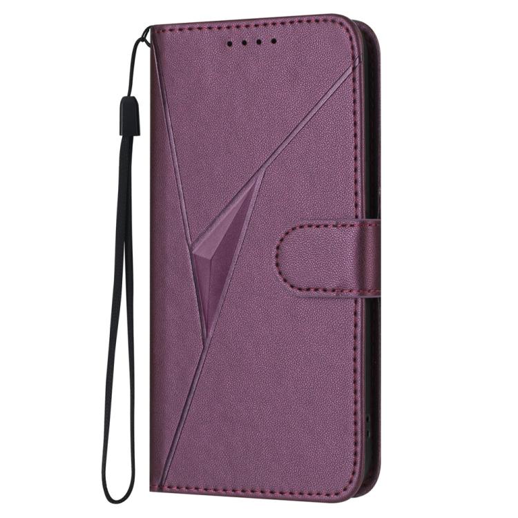 Funda de Cuero con Cierre de Hebilla y Diseño Triangular para Huawei Enjoy 50/Nova Y70 (Morado Oscuro)