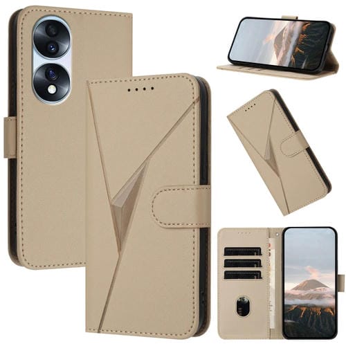 Funda de Cuero con Hebilla y Diseño Triangular para Honor 70 Pro/70 Pro+ (Dorada)