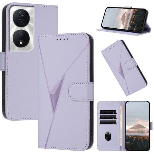 Funda de Cuero con Cierre de Hebilla y Diseño Triangular para Honor X7B 5G (Morado Claro)