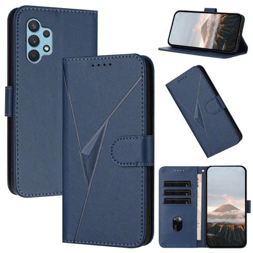 Funda de Cuero Samsung Galaxy A32 4G Cierre de Hebilla Diseño Triangular (Azul Real)