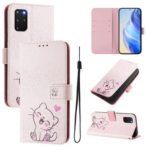 Funda de Cuero para Teléfono Samsung Galaxy S20+ Patrón Dibujo Artístico (Lindo Gato)