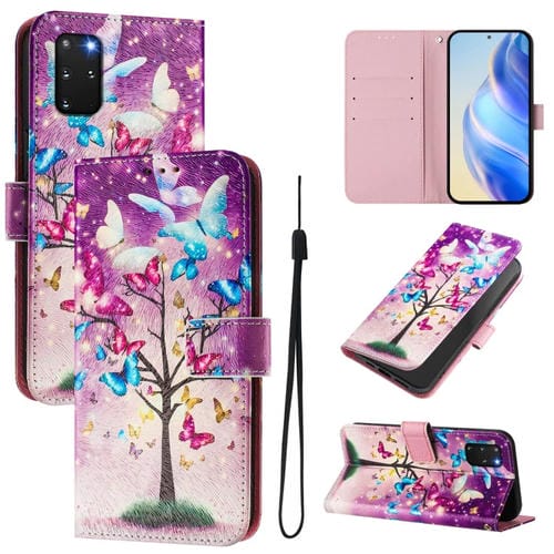 Funda de Cuero para Teléfono Samsung Galaxy S20+ Patrón Dibujo Artístico (Rama de Mariposa)