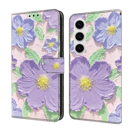 Funda para Teléfono Samsung Galaxy A15 5G Cuero Pintada al Óleo (Flores Moradas)