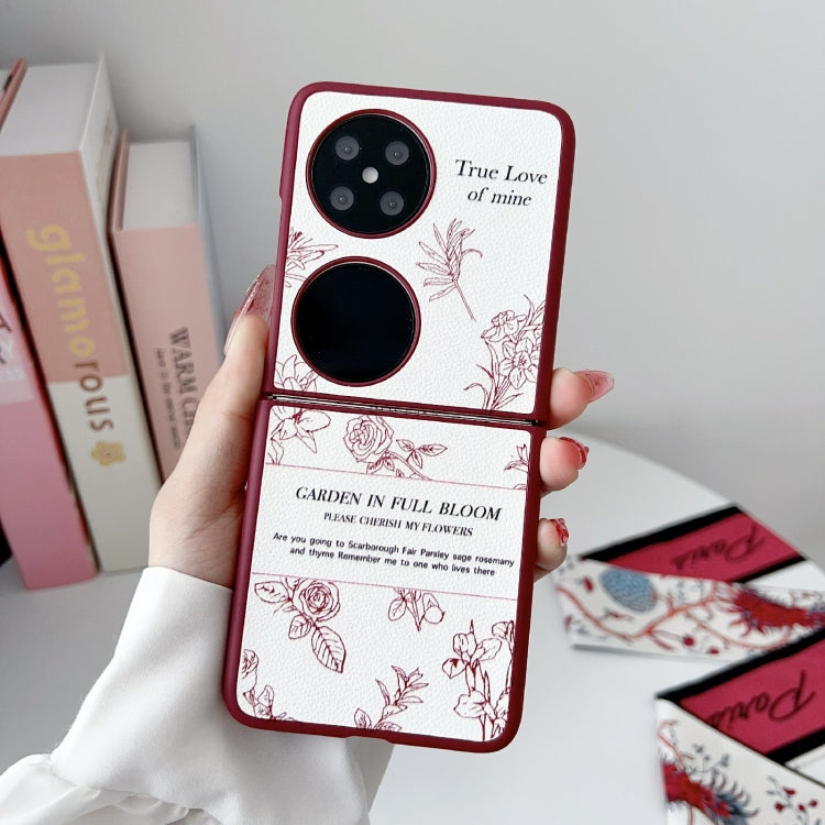 Funda para Teléfono Huawei Pocket 2 con Diseño de Flores y Bocetos (Rosa)