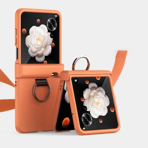 Funda para Teléfono Honor Magic V con Tapa Ultrafina, Bisagra y Diseño de Anillo (Naranja)