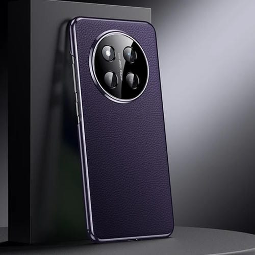 Funda de Cuero Genuino con PC para Honor X60 Pro (Morado Oscuro)