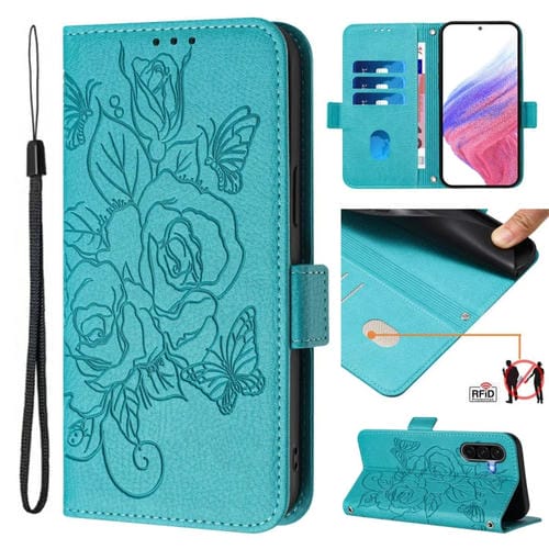 Funda de Cuero Antirrobo con Rfid para Samsung Galaxy A56 5G (Azul Claro)