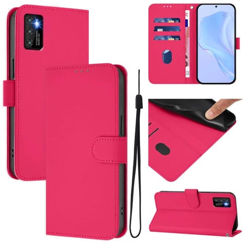 Funda de Piel Sintética con Cordón para Cubot P50 (Rojo Rosa)