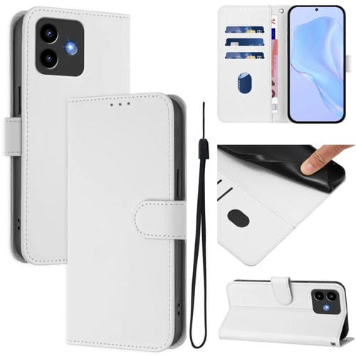 Funda de Piel Sintética con Cordón para Cubot Note 40 con Tacto de Piel (Blanco)