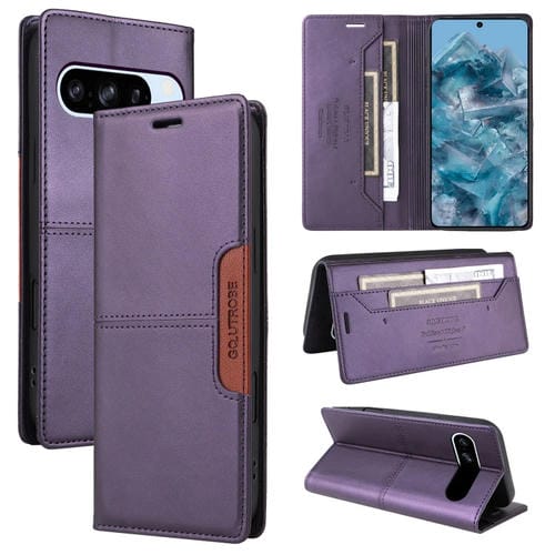 Funda de Cuero Antirrobo Rfid Gqutrobe G01 para Google Pixel 8 Pro (Morado)