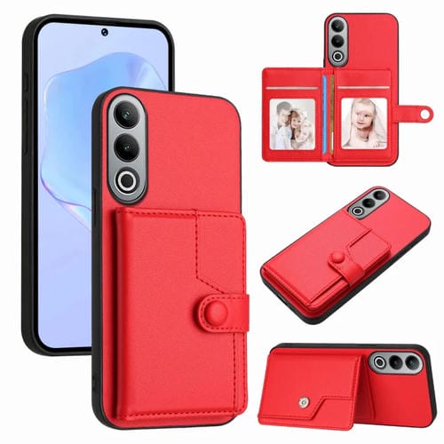 Funda Antirrobo para OnePlus Nord CE4 con Botón y Tarjetero (Roja)