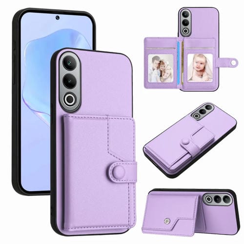 Funda Antirrobo para OnePlus Nord Ce4 con Botón y Tarjetero (Morado)