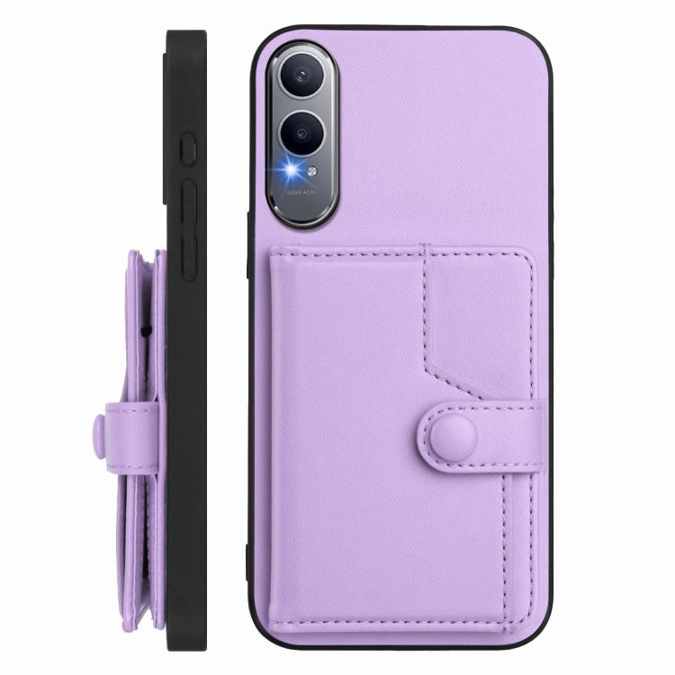 Funda Antirrobo para OnePlus Nord CE4 Lite 5G con Botón y Tarjetero RFID (Morado)