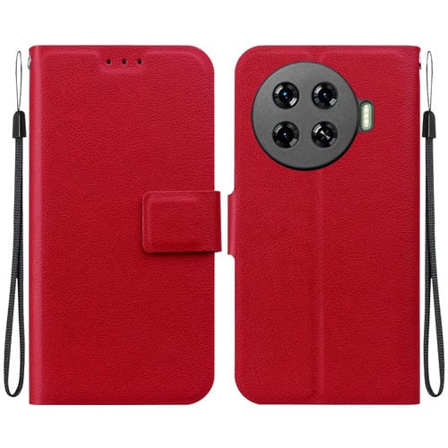 Funda de Cuero Ultradelgada con Hebilla Magnética para Tecno Spark 20 Pro+ (Rojo)