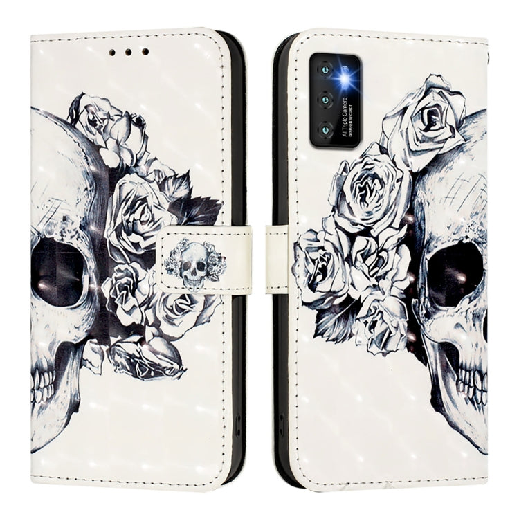 Funda de Cuero con Tapa Horizontal con Pintura 3D para Cubot P50 (Calavera)