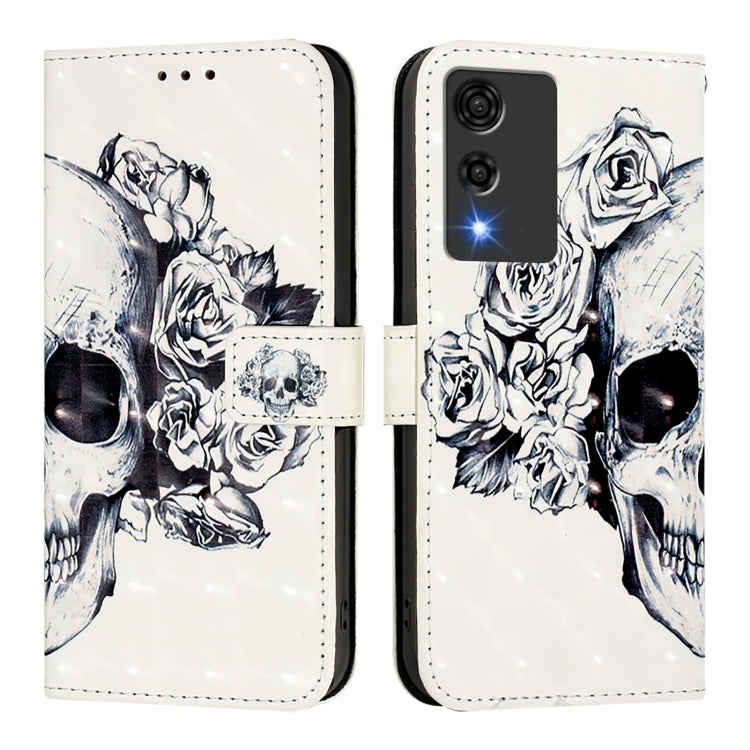 Funda de Cuero con Tapa Horizontal con Pintura 3D para Cubot A10 (Calavera)