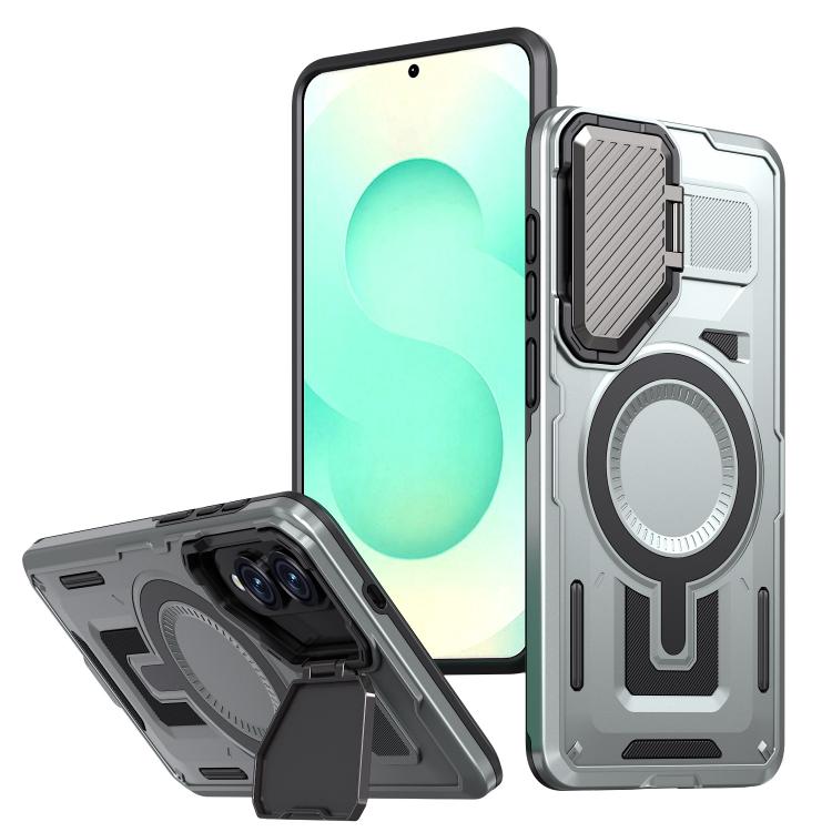 Funda con marco protector MagSafe para Samsung Galaxy S25 Edge 5G (gris)