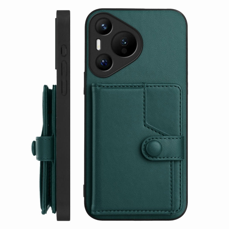 Funda para Teléfono Antirrobo con RFID y Tarjetero 70 Botones para Huawei Pura (Verde)