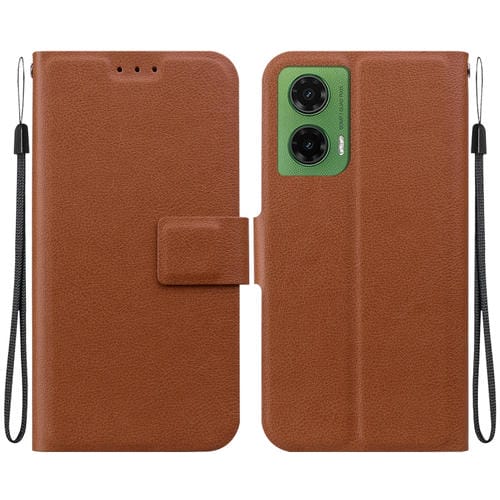 Funda de Cuero con Hebilla Magnética Ultrafina para Motorola Moto G35 (Marrón)