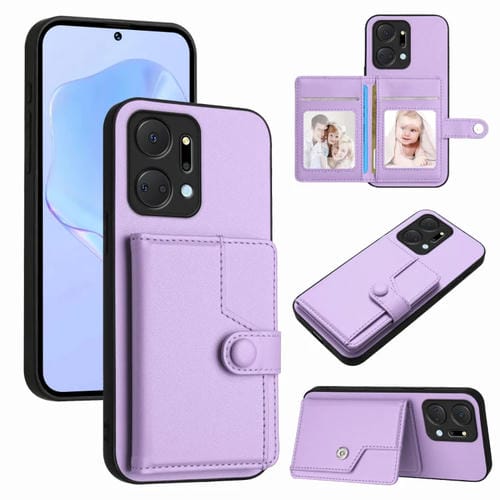 Funda para Teléfono Antirrobo con Botón y Tarjetero RFID para Honor X7A/Play7T (Morado)