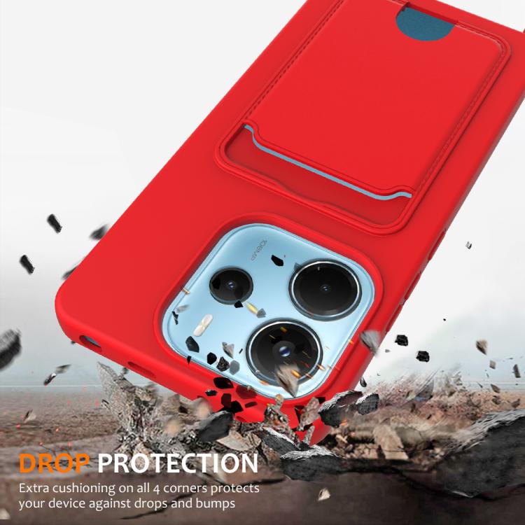 Funda de silicona líquida de color sólido con cordón para Redmi Note 14 4G (163,25 mm), color rojo