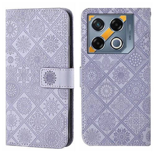 Funda de Cuero con Patrón En Relieve Estilo Étnico para Infinix GT 20 Pro (Morado)