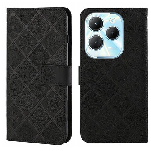 Funda de Cuero con Patrón en Relieve Estilo Étnico para Infinix Hot 40/40 Pro (Negro)