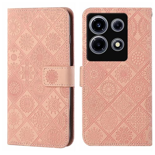 Funda de Cuero con Patrón en Relieve Estilo Étnico para Infinix Note 30 Vip (Rosa)