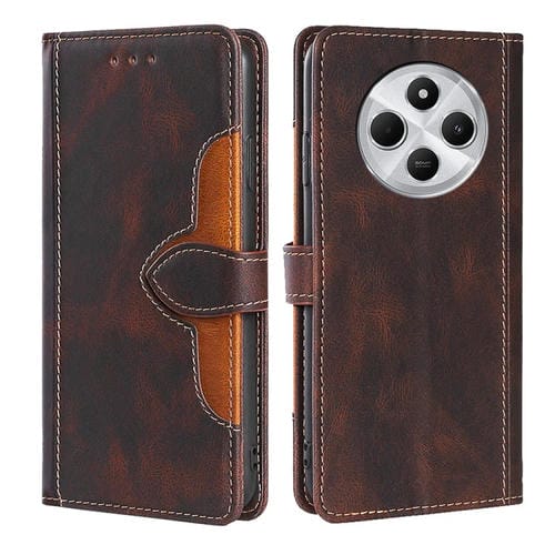 Funda de Cuero con Hebilla Magnética para Redmi 14C 4G (Marrón)