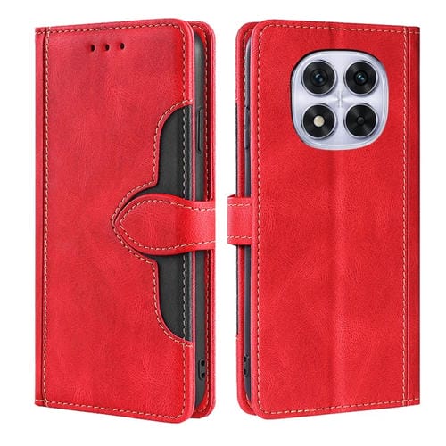 Funda de Cuero con Hebilla Magnética y Tacto Suave para Redmi Note 14 Pro 5G (Rojo)