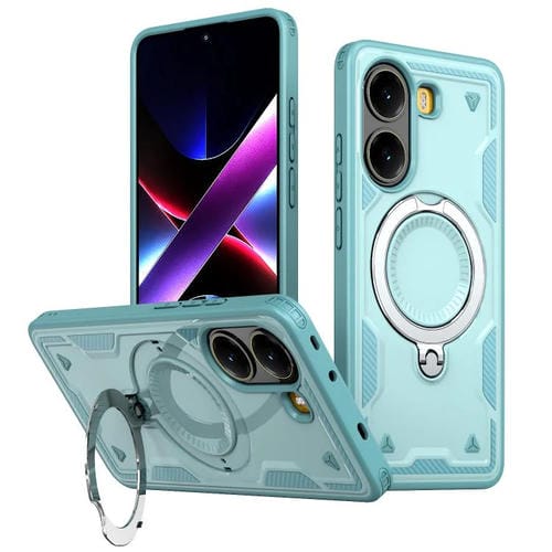 Funda híbrida de TPU con soporte para anillo MagSafe para Xiaomi Poco X7 Pro 5G (azul claro)