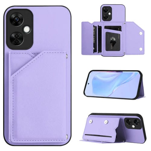 Funda para Teléfono OnePlus Nord Ce 3 Lite Skin Feel con 4 Ranuras y Correa (Morado)
