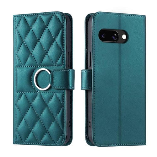 Funda de Cuero con Diseño Rómbico y Hebilla para Google Pixel 9A (Verde)