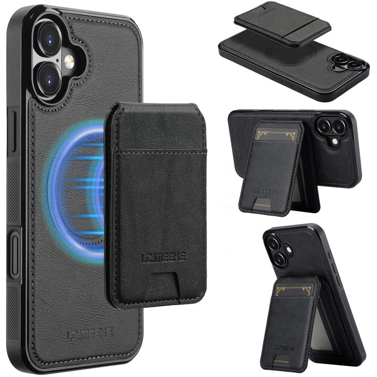 Funda para iPhone 17 LC.IMEEKE L3 con tarjetero RFID desmontable y Magsafe (negra)