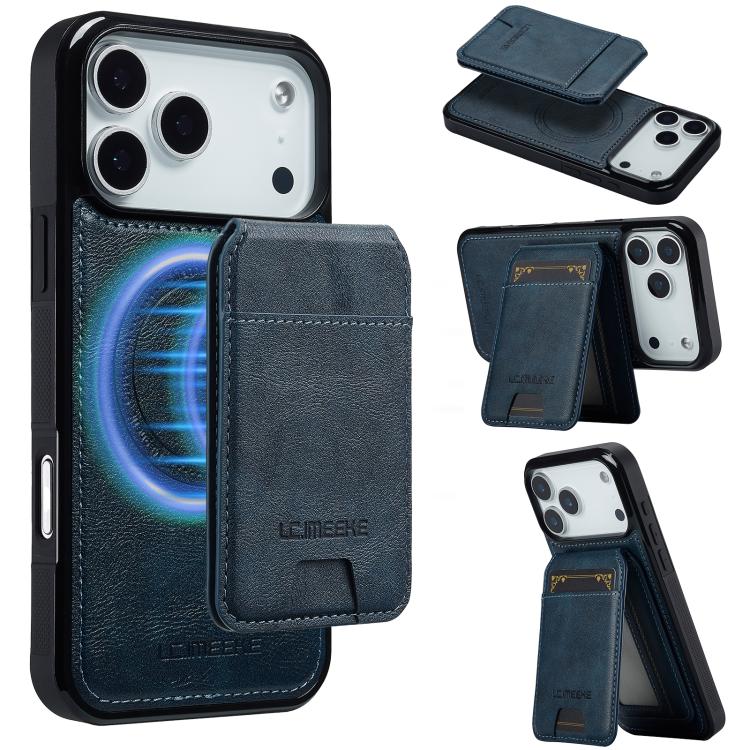 For iPhone 17 Pro LC.IMEEKE L3 Series Detachable RFID Card Bag Magsafe Phone Case(Blue)