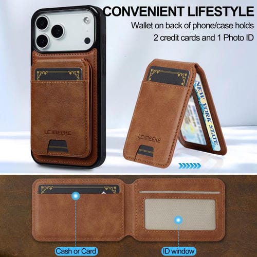 Funda para iPhone 17 Pro Max LC.IMEEKE L3 Series con tarjetero RFID desmontable y Magsafe (marrón)