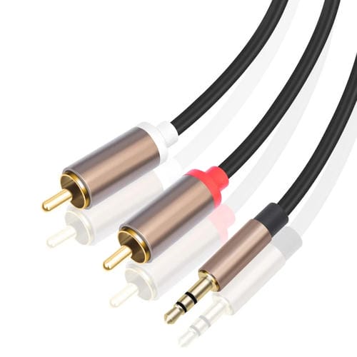 Cable de Audio 3,5mm Macho a 2 RCA Macho Conector Amplificador 2 m (Gris Negro)