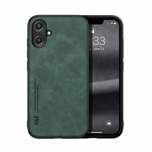 Funda de cuero magnética con textura de piel para Samsung Galaxy A06 5G (verde)