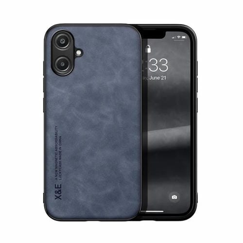 Funda de cuero magnética con textura de piel para Samsung Galaxy A06 5G (azul)