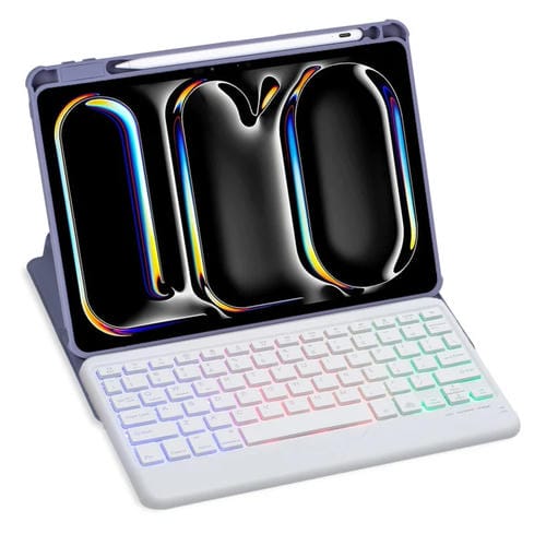 Funda con Teclado Bluetooth Apple iPad Pro 11 (2024) Rotación 360° Retroiluminada (Morado)