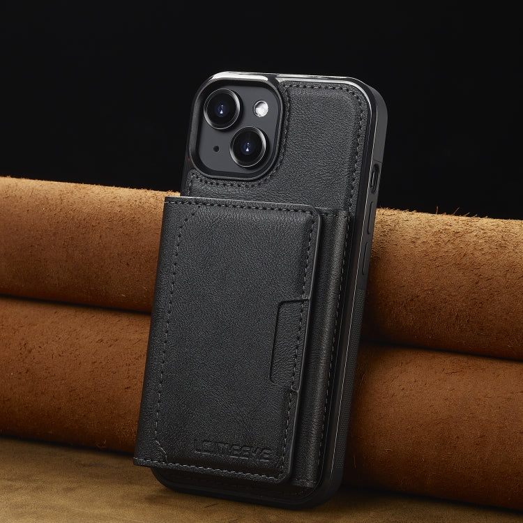 Funda para teléfono Lc.Imeeke L5 con funda tarjeta RFID desmontable Magsafe para iPhone 13 Mini (Negra)