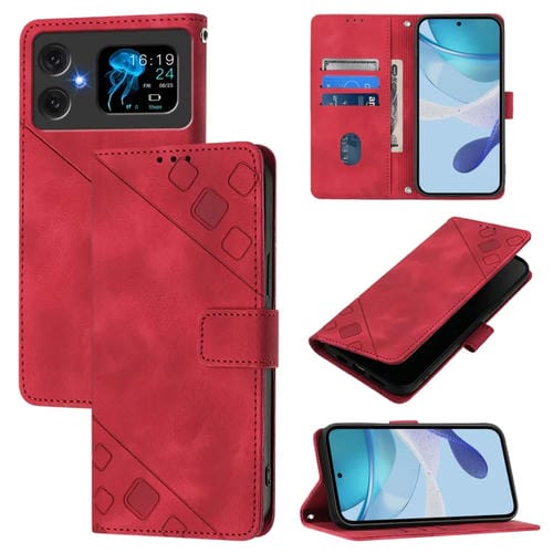 Funda de Piel con Relieve para Teléfono Cubot A20 (Roja)