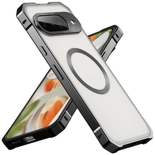 Funda para TelĂ©fono Google Pixel 8 Magsafe TranslĂșcida Esmerilada con Marco de AleaciĂłn Irregular (Negra)