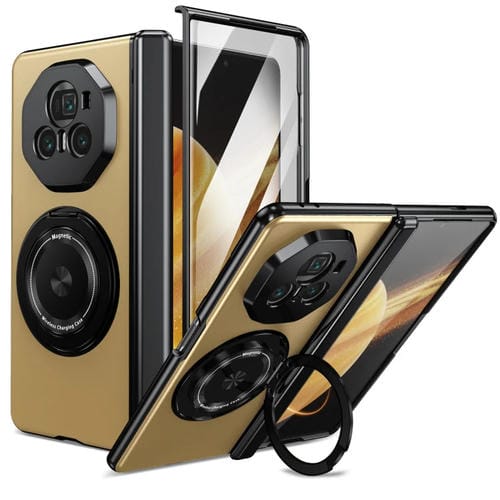 Estuche para Teléfono For Honor Magic V3 con Anillo Giratorio y Plegable (Dorado)