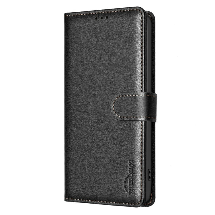 Funda de Cuero Antirrobo con Textura de Lichi para OnePlus 13 (Negra)