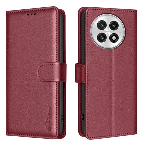 Funda de Cuero Antirrobo RFID con Textura Litchi para OnePlus 13 (Rojo)